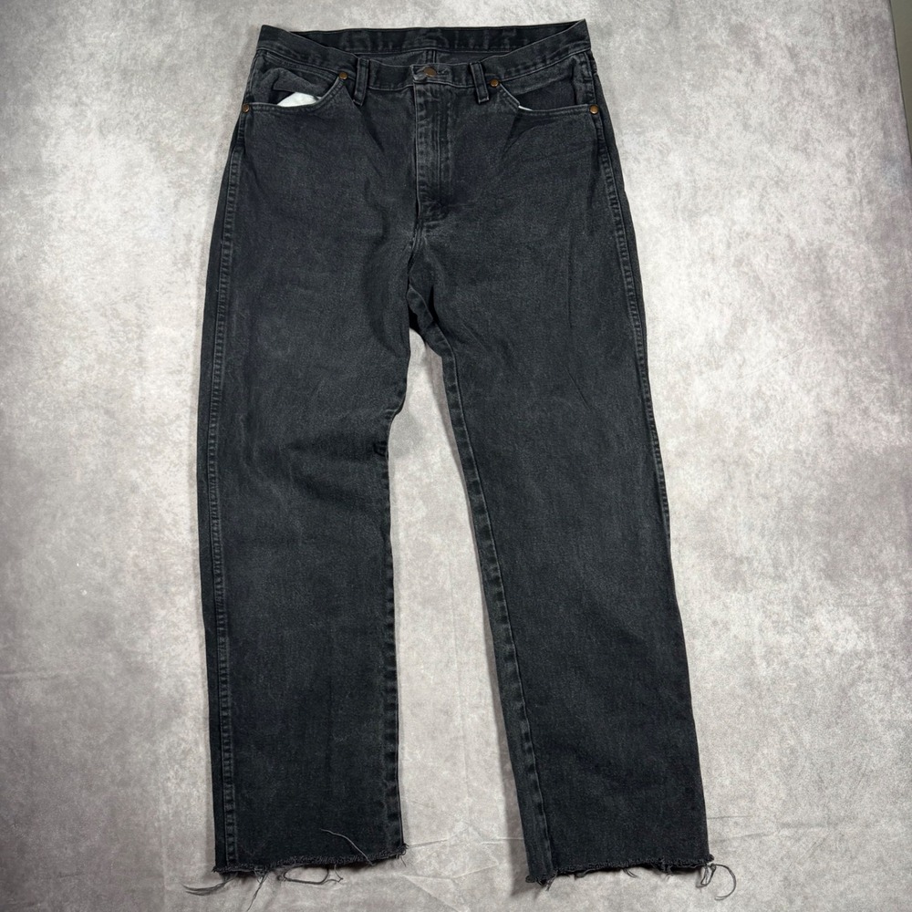 Wrangler 13MWZ Cowboy Cut Faded Black Denim Jeans 34x36 Cut Hem 33x30 Western
